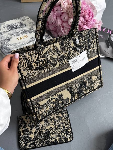 Dior Large Book Tote Ecru and Blue Dior Oblique Embroidery [оригінальна коробка] pr01271 фото