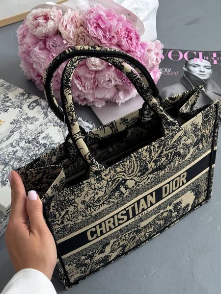 Dior Large Book Tote Ecru and Blue Dior Oblique Embroidery [оригінальна коробка] pr01271 фото