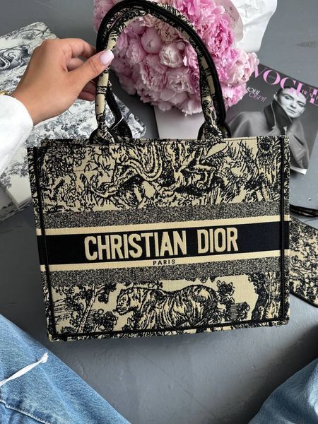 Dior Large Book Tote Ecru and Blue Dior Oblique Embroidery [оригінальна коробка] pr01271 фото