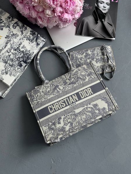 Dior Large Book Tote Ligt Grey Dior Oblique Embroidery [оригінальна коробка] pr01270 фото