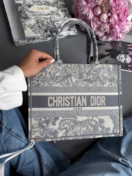 Dior Large Book Tote Ligt Grey Dior Oblique Embroidery [оригінальна коробка] pr01270 фото