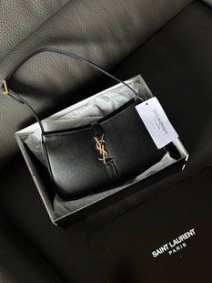 Saint Laurent Hobo Le 5 A 7 Leather Shoulder Bag in Black/Gold pr0031 фото