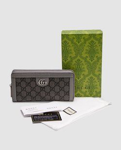 Gucci Ophidia GG Zip Around &mdash; шкіряний гаманець Grey/Silver 8818812 фото