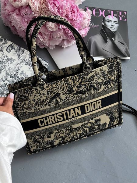 Dior Large Book Tote Ecru and Blue Dior Oblique Embroidery [оригінальна коробка] pr01272 фото