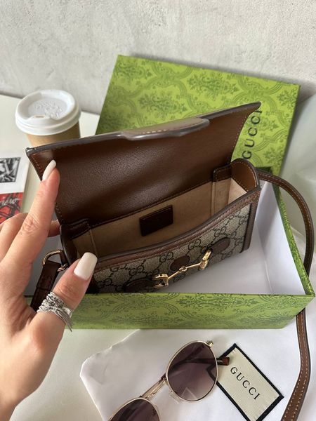 Gucci Horsebit 1955 mini bag Brown [оригінальна коробка] pr0433 фото