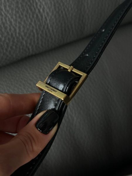 Saint Laurent Hobo Le 5 A 7 Leather Shoulder Bag in Black/Gold pr0031 фото
