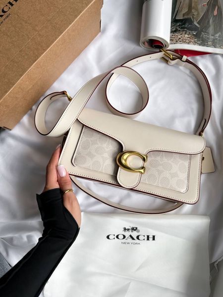 Сoach Tabby Shoulder Bag Signature Canvas MILK крафтова брендована коробка pr08811 фото