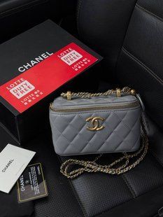 Chanel Classic Cream Lambskin Pearl Crush Vanity Bag Blue [магнітна коробка] pr7880 фото