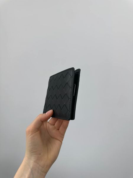 Bottega Veneta Intrecciato &mdash; шкіряний гаманець Bi-Fold Black 8819052 фото