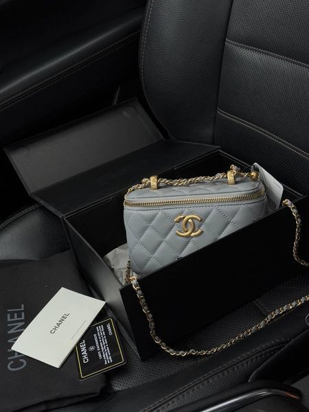 Chanel Classic Cream Lambskin Pearl Crush Vanity Bag Blue [магнітна коробка] pr7880 фото
