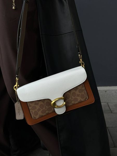 Сoach Tabby Shoulder Bag Signature Canvas White/Brown [крафтова брендована коробка] pr0082 фото