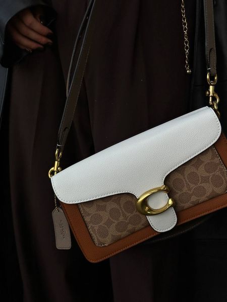 Сoach Tabby Shoulder Bag Signature Canvas White/Brown [крафтова брендована коробка] pr0082 фото