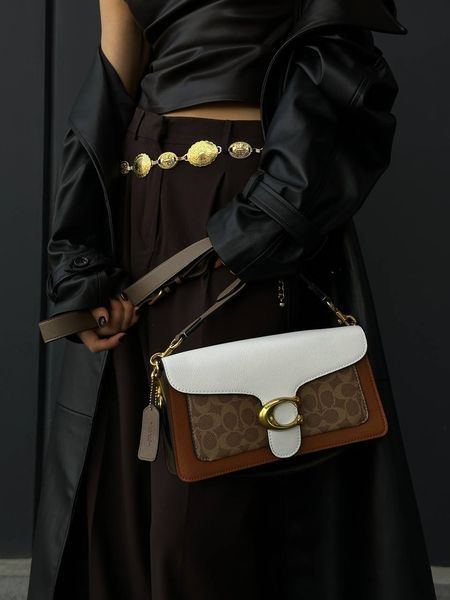 Сoach Tabby Shoulder Bag Signature Canvas White/Brown [крафтова брендована коробка] pr0082 фото