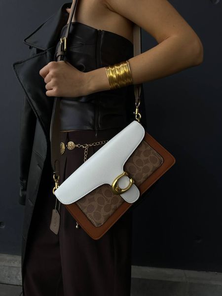 Сoach Tabby Shoulder Bag Signature Canvas White/Brown [крафтова брендована коробка] pr0082 фото