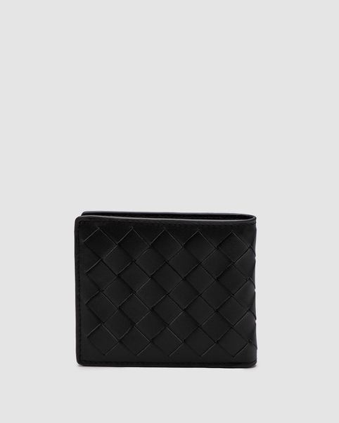 Bottega Veneta Intrecciato &mdash; шкіряний гаманець Bi-Fold Black 8819052 фото