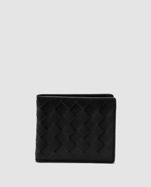 Bottega Veneta Intrecciato &mdash; шкіряний гаманець Bi-Fold Black 8819052 фото
