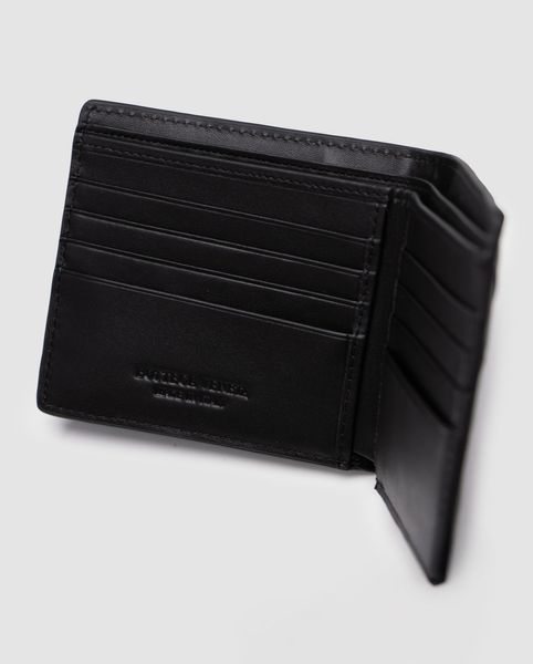 Bottega Veneta Intrecciato &mdash; шкіряний гаманець Bi-Fold Black 8819052 фото