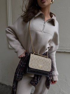 Coach Mini Klare Crossbody in Signature Canvas Beige/Black [оригінальна брендована коробка] pr0073 фото