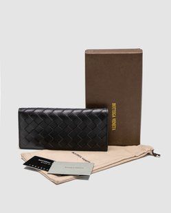 Bottega Veneta Intrecciato Large &mdash; великий шкіряний гаманець Bi-Fold Black 8819732 фото