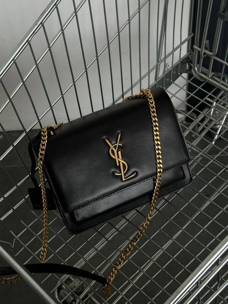 Yves Saint Laurent Medium Sunset in Smooth Leather Black/Gold pr08510 фото