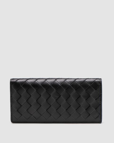 Bottega Veneta Intrecciato Large &mdash; великий шкіряний гаманець Bi-Fold Black 8819732 фото