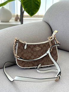 Coach Teri Shoulder Bag In Signature Canvas Snake/Brown [крафтова брендована коробка] pr97063 фото