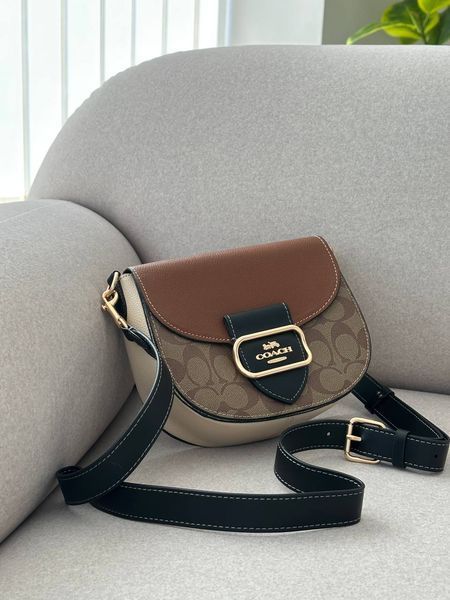 Coach Morgan Saddle Bag In Colorblock Signature Canvas Premium [брендована коробка] pr0071 фото