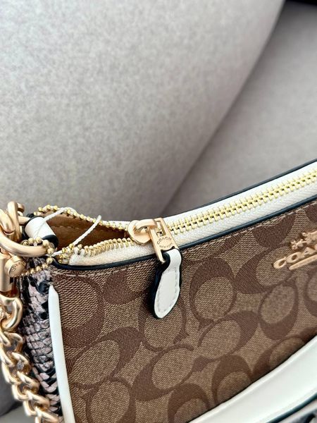 Coach Teri Shoulder Bag In Signature Canvas Snake/Brown [крафтова брендована коробка] pr97063 фото