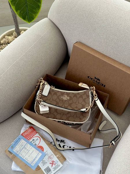 Coach Teri Shoulder Bag In Signature Canvas Snake/Brown [крафтова брендована коробка] pr97063 фото