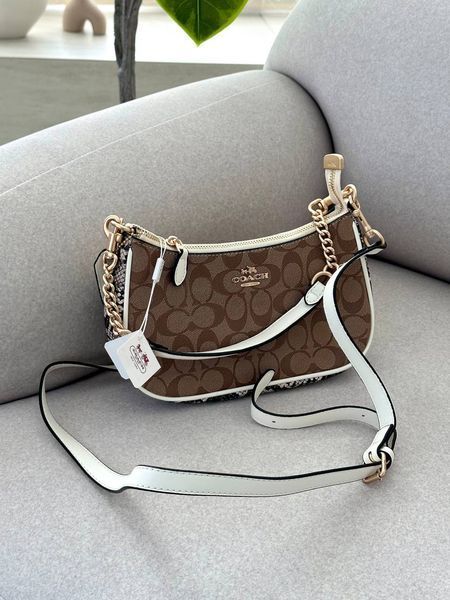 Coach Teri Shoulder Bag In Signature Canvas Snake/Brown [крафтова брендована коробка] pr97063 фото