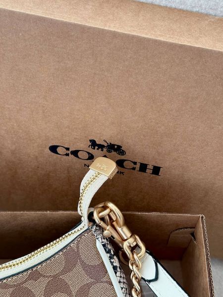 Coach Teri Shoulder Bag In Signature Canvas Snake/Brown [крафтова брендована коробка] pr97063 фото