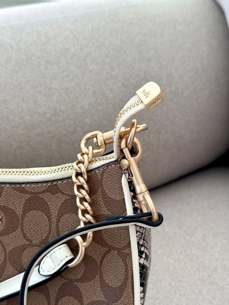 Coach Teri Shoulder Bag In Signature Canvas Snake/Brown [крафтова брендована коробка] pr97063 фото