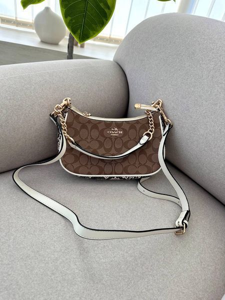 Coach Teri Shoulder Bag In Signature Canvas Snake/Brown [крафтова брендована коробка] pr97063 фото