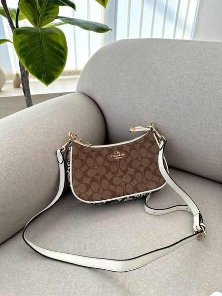 Coach Teri Shoulder Bag In Signature Canvas Snake/Brown [крафтова брендована коробка] pr97063 фото