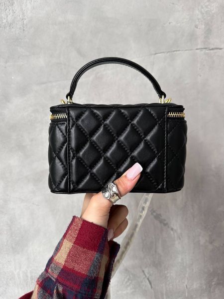 Chanel Classic Black Lambskin Pearl Crush Vanity Bag Золота фурнітура [оригінальна магнітна коробка] pr2077 фото