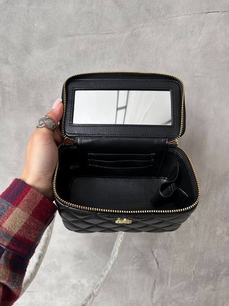 Chanel Classic Black Lambskin Pearl Crush Vanity Bag Золота фурнітура [оригінальна магнітна коробка] pr2077 фото