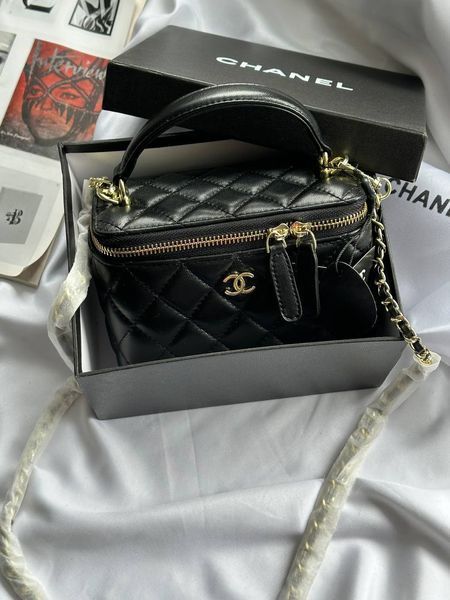 Chanel Classic Black Lambskin Pearl Crush Vanity Bag Золота фурнітура [оригінальна магнітна коробка] pr2077 фото