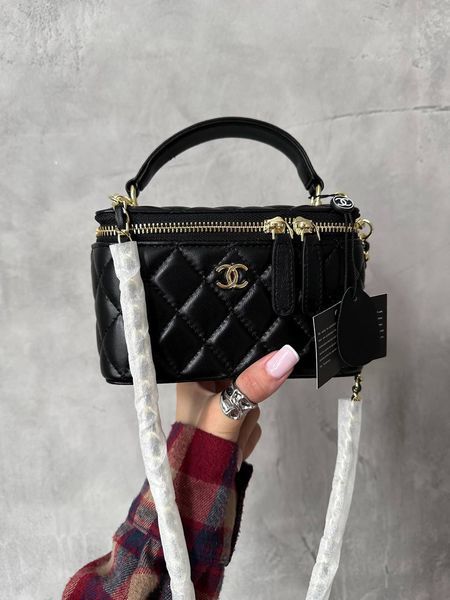 Chanel Classic Black Lambskin Pearl Crush Vanity Bag Золота фурнітура [оригінальна магнітна коробка] pr2077 фото