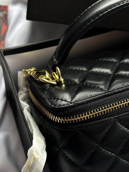 Chanel Classic Black Lambskin Pearl Crush Vanity Bag Золота фурнітура [оригінальна магнітна коробка] pr2077 фото