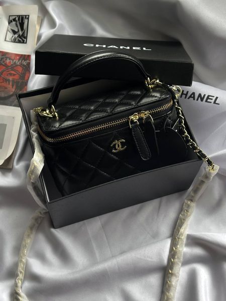 Chanel Classic Black Lambskin Pearl Crush Vanity Bag Золота фурнітура [оригінальна магнітна коробка] pr2077 фото