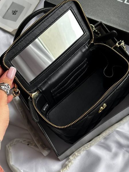 Chanel Classic Black Lambskin Pearl Crush Vanity Bag Золота фурнітура [оригінальна магнітна коробка] pr2077 фото