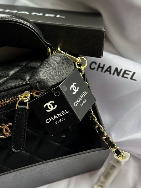 Chanel Classic Black Lambskin Pearl Crush Vanity Bag Золота фурнітура [оригінальна магнітна коробка] pr2077 фото
