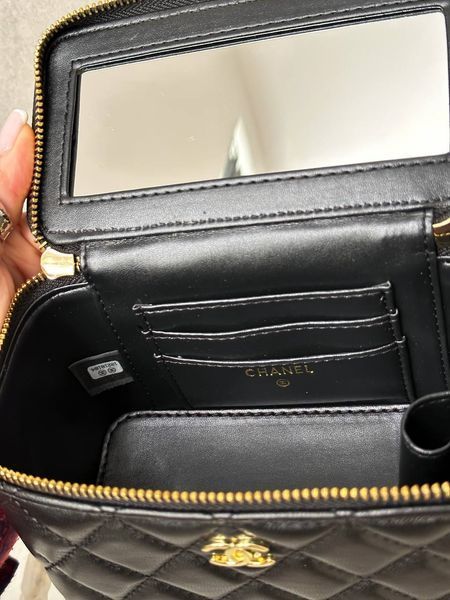 Chanel Classic Black Lambskin Pearl Crush Vanity Bag Золота фурнітура [оригінальна магнітна коробка] pr2077 фото