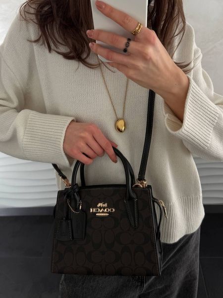 Coach Andrea Carryall In Signature Canvas Brown/Black[магнітна коробка] pr97034 фото