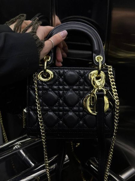 Mini Lady Dior Bag Black/Gold [звичайна бренд коробка] pr0038 фото