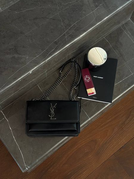 Yves Saint Laurent Medium Sunset in Smooth Leather Black/Silver pr08921 фото