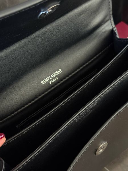 Yves Saint Laurent Medium Sunset in Smooth Leather Black/Silver pr08921 фото