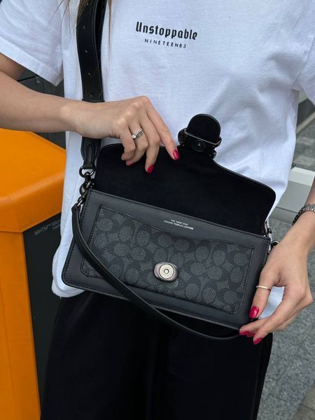 Сoach Tabby Shoulder Bag Signature Canvas Black [крафтова коробка] pr0800 фото