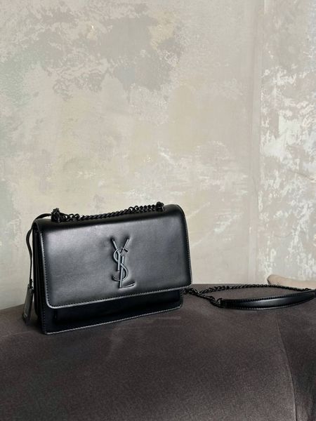 Yves Saint Laurent Medium Sunset in Smooth Leather Black/Black [звичайна брендована коробка] pr08511 фото