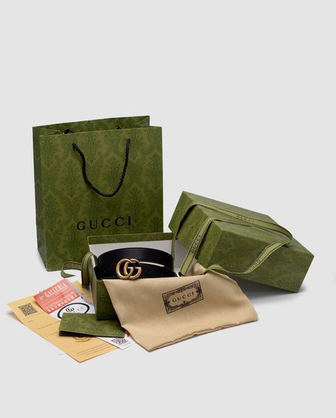 Gucci Leather Belt With Double G Gold Buckle 66142 фото